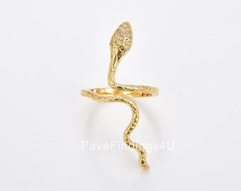 Gold Serpent Ring, Adjustable Gold Filled Snake Ring, Serpent Animal Ring, Snake Lovers Gift, Minimalist Ring, Snake Jewelry, 32x22mm, RG174