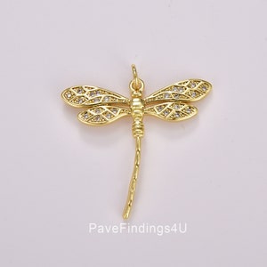 Ciondolo a forma di libellula in oro, ciondolo a forma di insetto, ciondolo a forma di libellula riempito in oro per forniture per la creazione di gioielli, braccialetti e collane, CP1716
