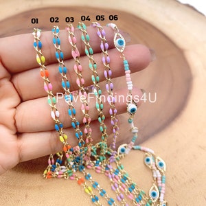 Dainty Multi color Enamel Rolo Cable Paperclip Chain by Yard, Link Cable Thick Elongate Chain, Wholesale bulk Roll Chain Jewelry, CH315