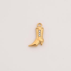 Gold Filled Cowboy Boot Charm, Stainless Steel Western CZ Boot Pendant for DIY Necklace Bracelet Jewelry Making, Dainty Gift for Him, SCP125