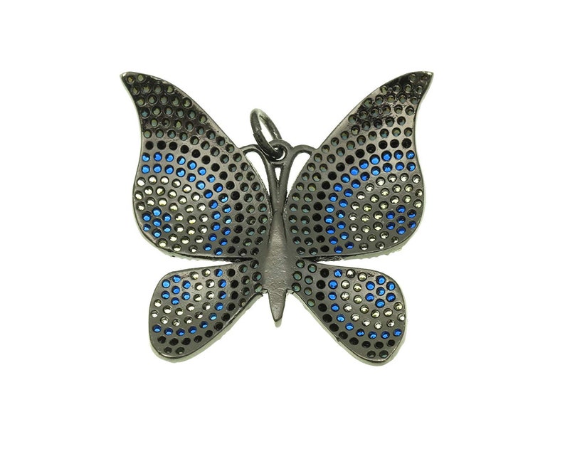 Micro Pave CZ Butterfly Pendant,Cubic Zirconia Turquoise CZ BUTTERFLY Charm 32x33mm |CP149 Cz Insect Animal Charm,12pcs