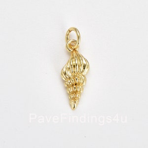 Sea Shell Charm, Summer Charm, Snail Shell Pendant for Necklace Bracelet Earrings Jewelry Making Supply, 19x7mm, CP1521