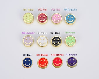 Enamel Gold Happy Face Bead, Happy Smile Face Bead, Spacer Bead Connector Bead for Bracelet Necklace Jewelry Making, DIY Jewelry GIFT BD099A