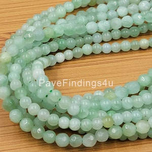 Natural Jadeite Jade Round Beads, High Quality Burmese  4mm 6mm 10mm Faceted Beads, Genuine Burma Jadeite Smooth Beads, 16&quot; PRP603