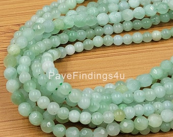 Natürliche Jadeit Jade runde Perlen, hochwertige burmesische 4 mm 6 mm 10 mm facettierte Perlen, echte Burma Jadeit glatte Perlen, 16 "PRP603