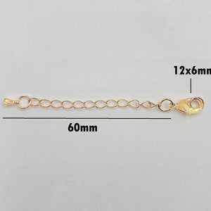 18K Gold Chain Extender for Necklace Bracelet Supply Component Findings Extenders Lobster Claw Clasps with Gold Extender Chain DIY009