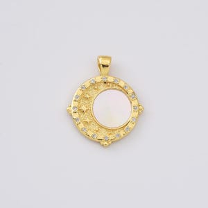 Ciondolo celeste riempito d'oro, ciondolo a forma di stella e luna con zirconi cubici e madreperla per la creazione di gioielli fai da te, collane, bracciali, regalo per lei, CP2254