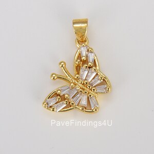 Dainty CZ Gold Butterfly Charm, Micro Pave Butterfly Charm, Small Mariposa Pendant for Necklace Bracelet Earrings Jewelry Making, CP1233