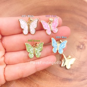 Ciondolo a forma di farfalla Mariposa in opale bianco rosa blu verde per collana, grazioso ciondolo a forma di farfalla per la creazione di gioielli in oro riempito, CP1652