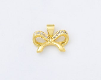 Gold Filled Band-Bogen CZ Micro Pave Charm Anhänger für Halskette Armband Ohrringe Schmuck machen Versorgung,CP1953