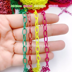 Enamel Paperclip Chain by Yard, Enamel Oval Link Chain by Foot, Wholesale bulk Roll Chain for Jewelry Making, 9x5mm, CH124