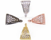 Pendant Bail, 18K Gold CZ Micro Pave Triangle Pendant Bail Clasp, Clasp, Closure Clasp, Cubic Zirconia, 12x8mm, CP849