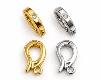 Gold Filled CZ Charm Holder, Hinged Pendant Bail Connector, Opening Jewelry Clasp for Necklace Bracelet Making Supplies, CL554
