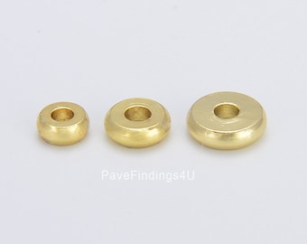 10PCS/50pcs Dainty 18K Gold Rondelle Spacer Beads, Plain Beads, Seamless Roundel, Various Sizes, Gold Rondel Spacer Beads, 4/5/6/8mm, SP068