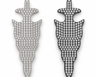 Pave CZ Spike Pendant, Crystal Spike Charm, Dagger Style Pendant for Necklace Bracelet DIY Jewelry Making Supplies, Jewelry Bead, CP2531