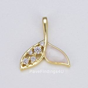 Dainty Whale Tail Charm with Pearl, Dolphin Tail Pendant, 18K Gold Mermaid Tail Charm for Necklace Bracelet Earrings Jewelry Making, CP1552