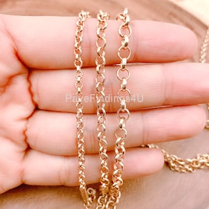 18K Gold Filled Rolo Cable Chain, Gold Cable Rolo Chain by Foot, Wholesale bulk Roll Chain for DIY Jewelry Making, Gift, 2/3/4/5/6mm, CH147