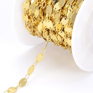 14K Gold Oval Disc Bead Chain, Oval Shape Beaded Chain, Beaded Chain, Bulk Chain, Unfinished Chain, 4x6mm, CH082