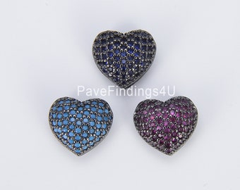 Dainty Heart Spacer Bead, Black Rhodium Plated Heart Beads, Brass Spacer Beads, Heart Spacers for Bracelet Necklace Jewelry Making, BD643