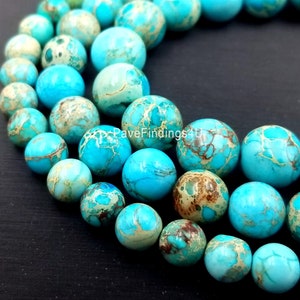 Light Blue Sea Sediment Jasper Smooth Round Beads 4mm 6mm 8mm 10mm 12mm 15.5&quot; Strand TUQ031