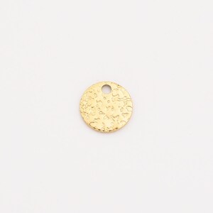 Gold Filled Textured Disc Charm, Stainless Steel Hammered Coin Pendant for Necklace Bracelet DIY Jewelry Making Supply, Gift for Her, SCP010