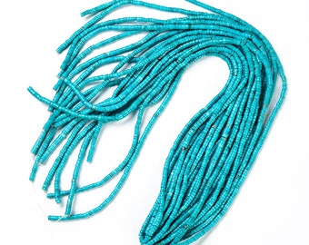 Natural Blue Turquoise Heishi Gemstone Beads, Heishi Beads,  Turquoise Heishi, Full Strand 15.5 inches, TUQ037