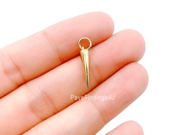 18K Gold Dainty Gold Spike Charms Drop Pendulum Pendant Charm Minimalist Jewelry Supply Findings Necklace Earring Components CP1045
