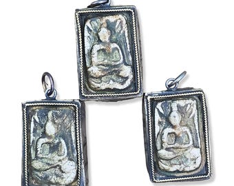 LP Suk Amulet Pendant, Sitting Buddha Pendant, Buddha Amulet Pendant, Protection Charm, 35x23mm, CP2128