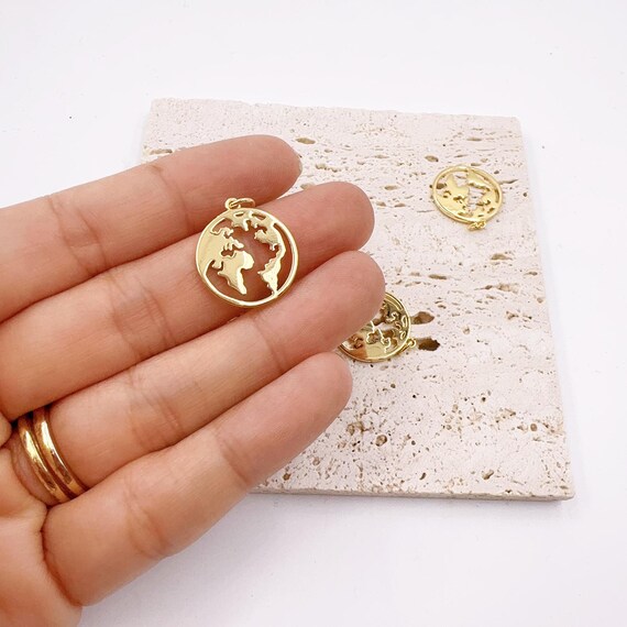 Dainty Planet Earth Charm, Gold Filled World Map Pendant, World Continent  Charm Bracelet Necklace for DIY Jewelry Making Supply, CP2072