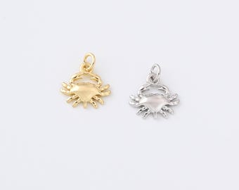 Gold Filled Crab Charm, Ocean Sea Life Pendant for DIY Necklace Bracelet Earrings Jewelry Making, Cute Beach Coastal Accessory Gift, CP2341