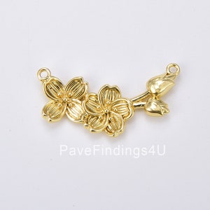 Lotus Flower Charm Connector, Gold Filled Flower Link Connector, Floral Charm Connector for Necklace Bracelet Jewelry Making Supply, CN468