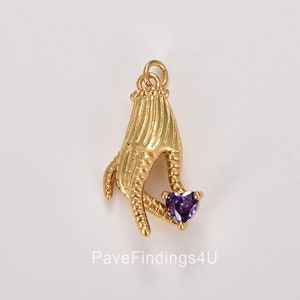 1pc Gold Filled Micro Pave CZ Heart Pendant Charm, Heart in Hand Micro Pave CZ Pendant Charm, Pendant for DIY Jewelry, 22x12mm, CP1733