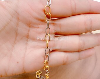 14K Gold & Silver Rolo Cable Chain by Foot, Gold plated Cable Rolo Chain by Foot, Wholesale bulk Roll Chain for Jewelry Making, CH149