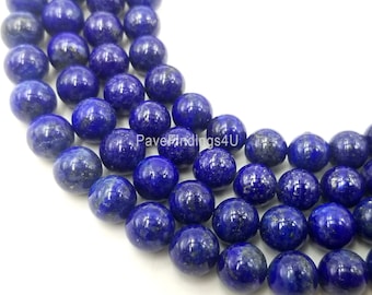 Cuentas redondas de lapislázuli azul 100 % natural, AAA, tira de 15,5", TUQ034