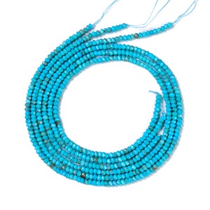 4MM Natural Faceted Rondelle Turquoise Beads Grade AAA Round Loose Beads, Full Strand Round 15.5 inches, TUQ008