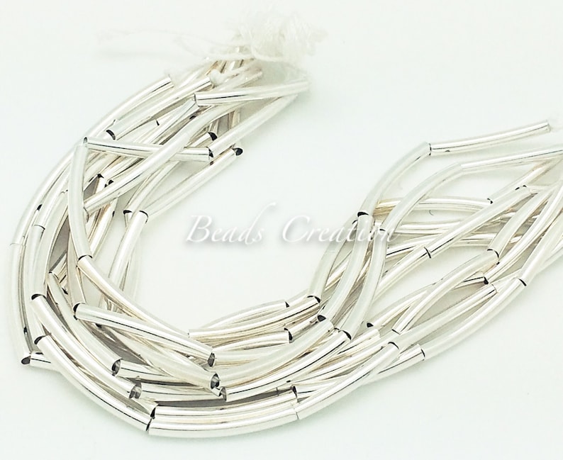 Curved Noodle Beads 25x3mm German Silver Curved Tube Beads Etsy