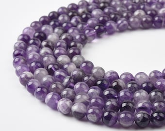 Grade AAA Genuine Natural Loose Round Semi Precious Dream Amethyst  6mm 8mm Gemstone Beads For DIY Jewelry Making Full Strand 15.5" GRN584