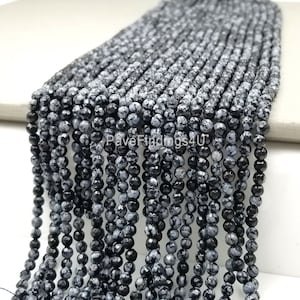 Snow Flake Obsidian Beads Utah Gemstone Full Strand, 4mm, PRP182-E428