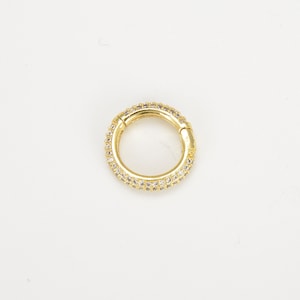 18K Gold Micro Pave Spring Buckle Snap Clasp Spring Gate Ring, Trigger Round Ring, Push Snap Hook for Jewelry Fashion Supply, CL469