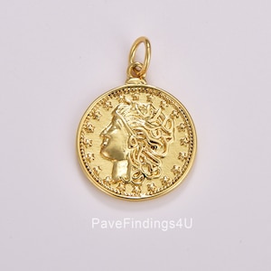 Collana con ciondolo con moneta romana antica, delicata collana a strati, moneta romana riempita d'oro, gioielli greci antichi, regalo amuleto portafortuna, CP1713