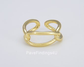 Anillo de cadena de oro de 18K, anillo de novio, apilador de anillos de oro, regalo de mejores amigos, anillo de apilamiento, anillo ajustable de anillo de cadena abierta, RG050