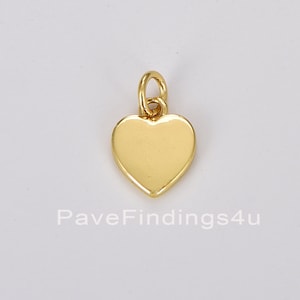 18K Gold Tiny Heart Charm Medallion Pendant, Gold Necklace Pendant for Necklace Bracelet Charm Component Supply, 10mm, CP1292