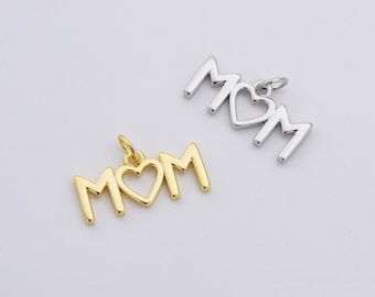 Dainty Mom Charm, Gold Filled Mom Pendant, Mothers Day Gift, Mom Pendant for Bracelet Necklace Component DIY Jewelry Making Supply, CP1848
