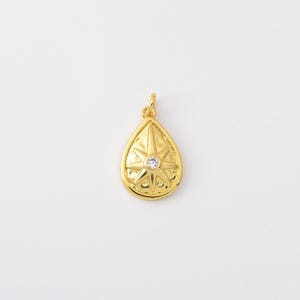 Teardrop Star Charm, Gold Filled Star Burst Pendant for Necklace Bracelet Jewelry Making Supply, North Star Drop Charm, 16x10mm, CP2109