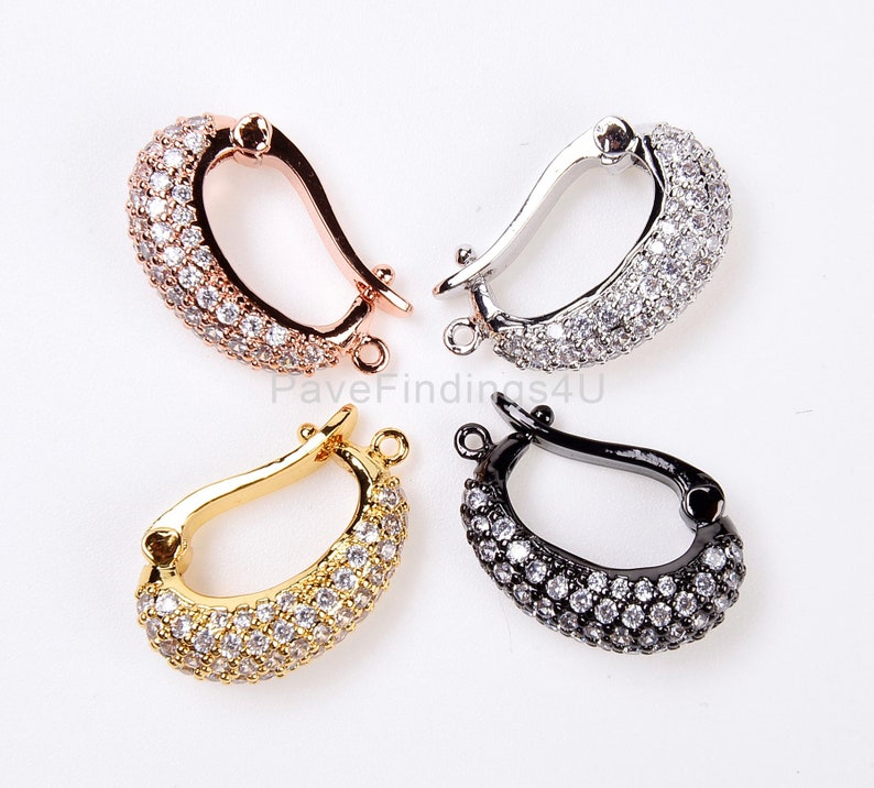14K Gold CZ Micro Pave Pendant Enhancer Bail With Latchback Etsy
