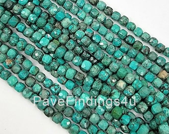 Natural Green Turquoise Gemstone Loose Beads Cube Shape, Turquoise Gemstone Bead, Green Jewelry, Full Strand 15.5", 5x5mm,  7x7mm, TUQ001