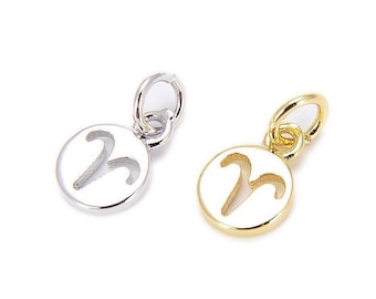 Gold Astrological Zodiac Charm, Gold Filled Over Brass Aries, Sagittarius, Taurus, Leo, Virgo, Aquarius, Scorpio, Pisces, Gemini, CP402