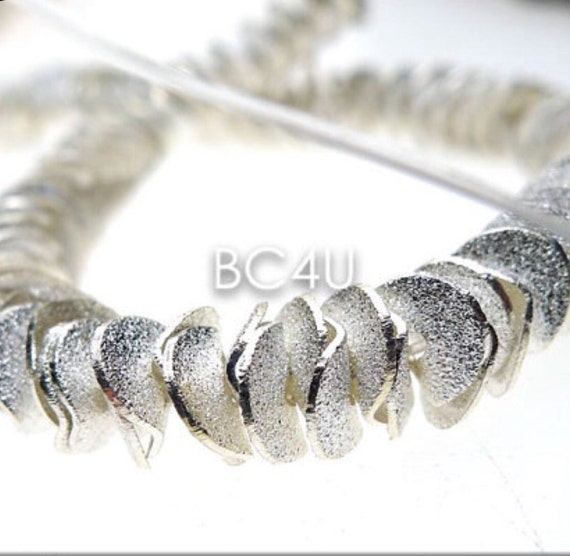 10mm/ 12mm Silver Potato Chip Bead, Wavy Corn Flake Spacer, Potato Chip Spacer Beads, Brushed Silver Plated Wavy Disks, 10/100pcs