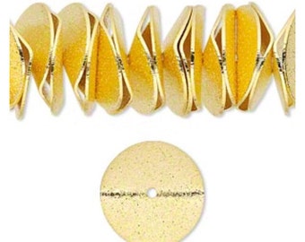 Cuentas de papas fritas doradas de 14 mm, 16 mm, 20 mm y 25 mm, espaciador de hojuelas de maíz onduladas, disco ondulado chapado en oro cepillado, 20 cm