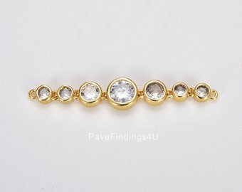 Zierlicher runder CZ Charm Stecker, Gold Filled Link Kreise Charme, Micro Pave CZ Stecker für Armband Halskette Schmuckherstellung Lieferung, KN456